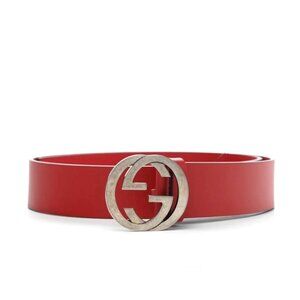 Gucci Selleria Calfskin Interlocking G Belt Red 95cm 546389